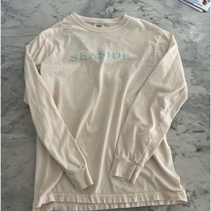 Seaside T-Shirt Long Sleeved. Pale Yellow. Size Small.